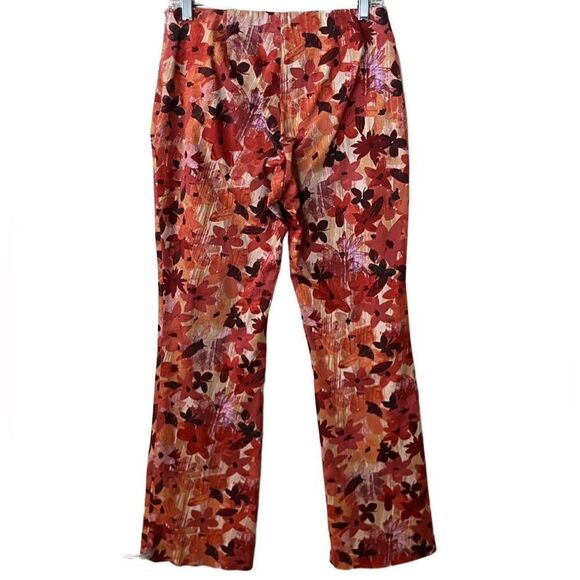 SIGRID OLSEN Floral Wide Leg Pants Size Zip Red Orange Women’s Size 6 - Picture 2 of 6